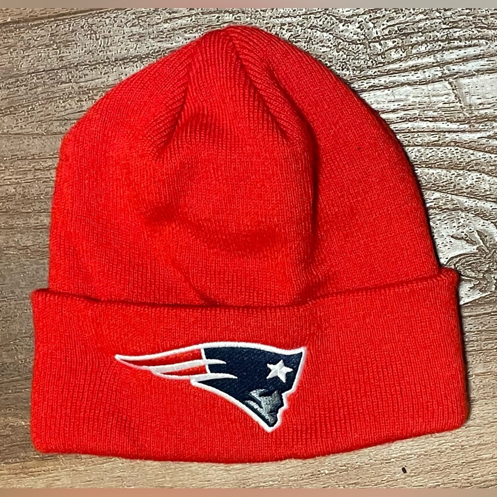 NFL New England patriots football red knit beanie hat one size fits all